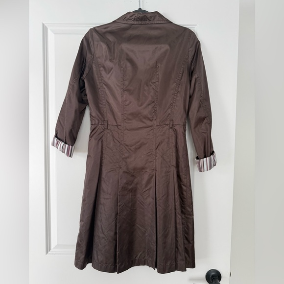 Brown Long Coat with Striped Lining - Picture 2 of 5